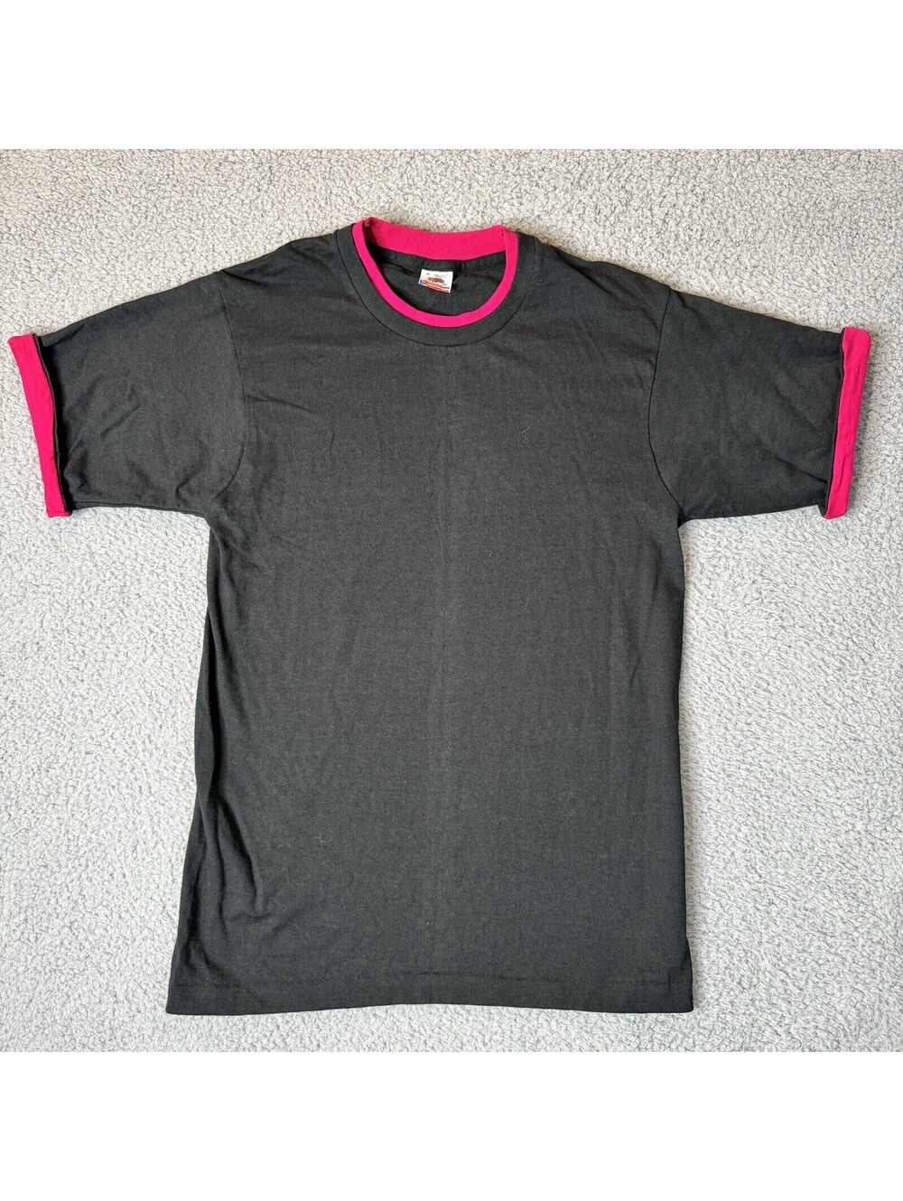 Blank T-Shirt Medium Black Pink Fruit Of The Loom Two Tone Single Stitch Vintage